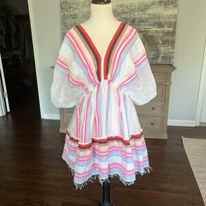 NWT Lemlem Badira Short Dress in Stripes Sunset Large